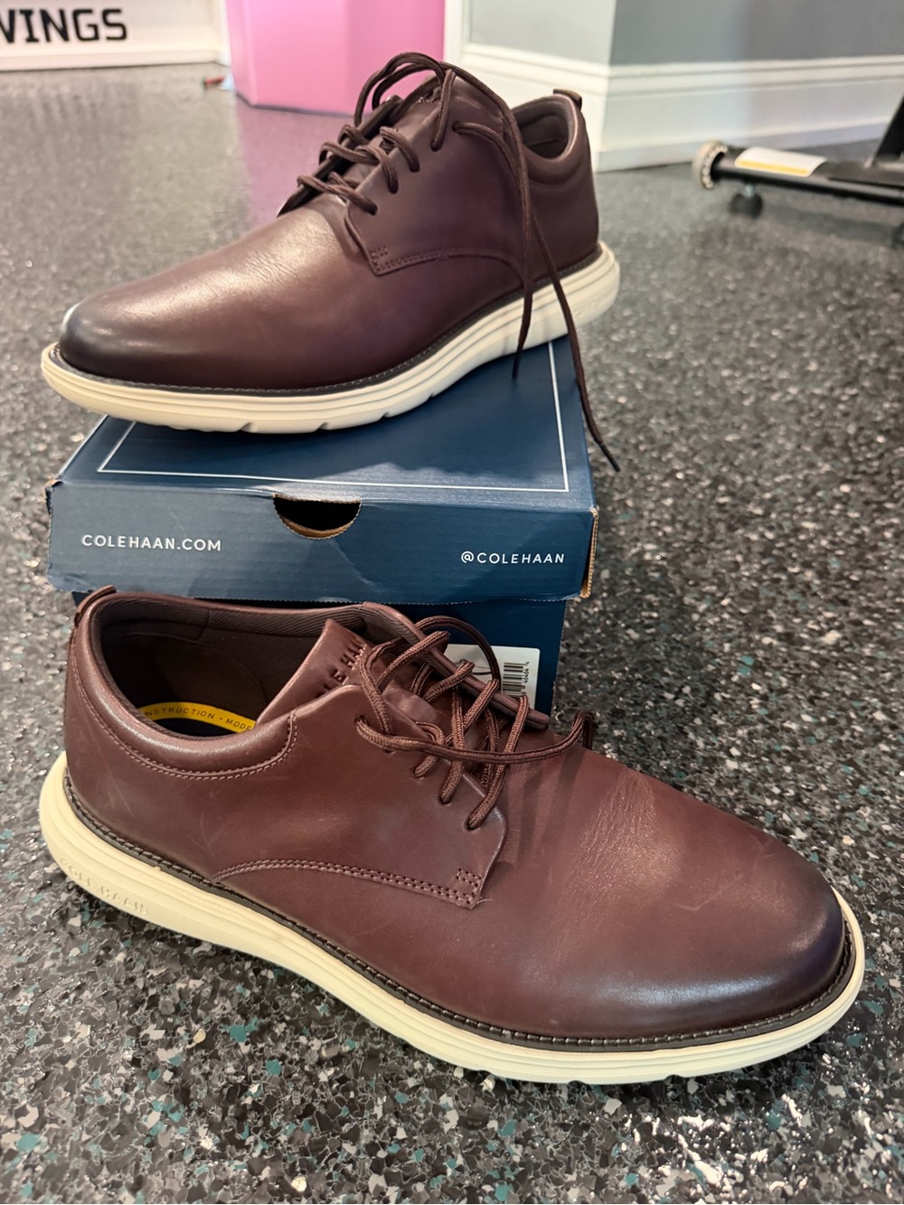 Cole Haan Grand+ Ultra Oxford Leather Shoes C42675 Dark Brown Mens Size 10.5 NEW